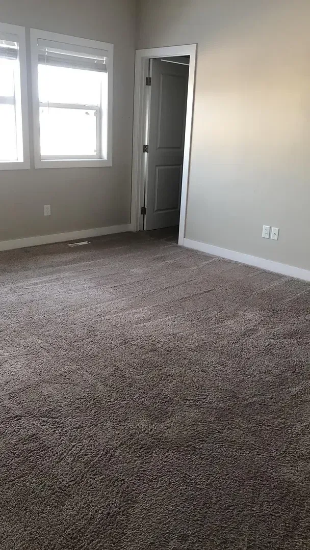 Cleaned carpet in a bedroom beside a closet