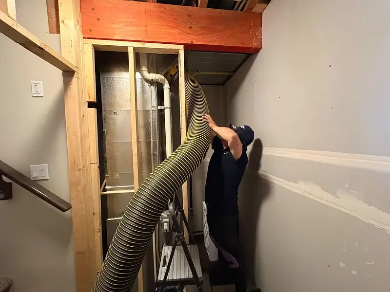 GoFlow’s duct cleaning equipment in use at a job