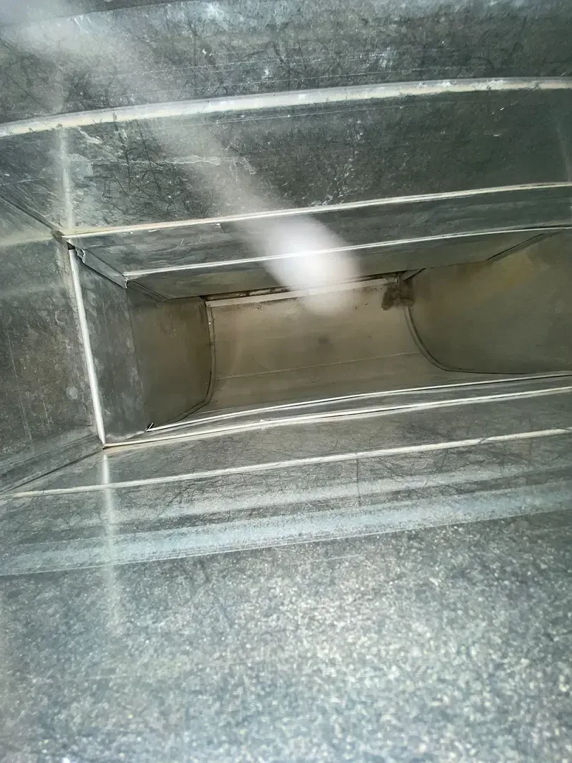 Interior of rectangular metal ductwork photographed during a GoFlow job